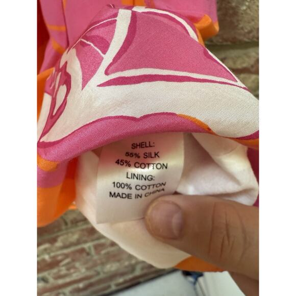 Lilly Pulitzer Orange Pink Multi-Color Floral Mini WHITLEY KEEN PEACH Skirt 4 - Picture 4 of 9